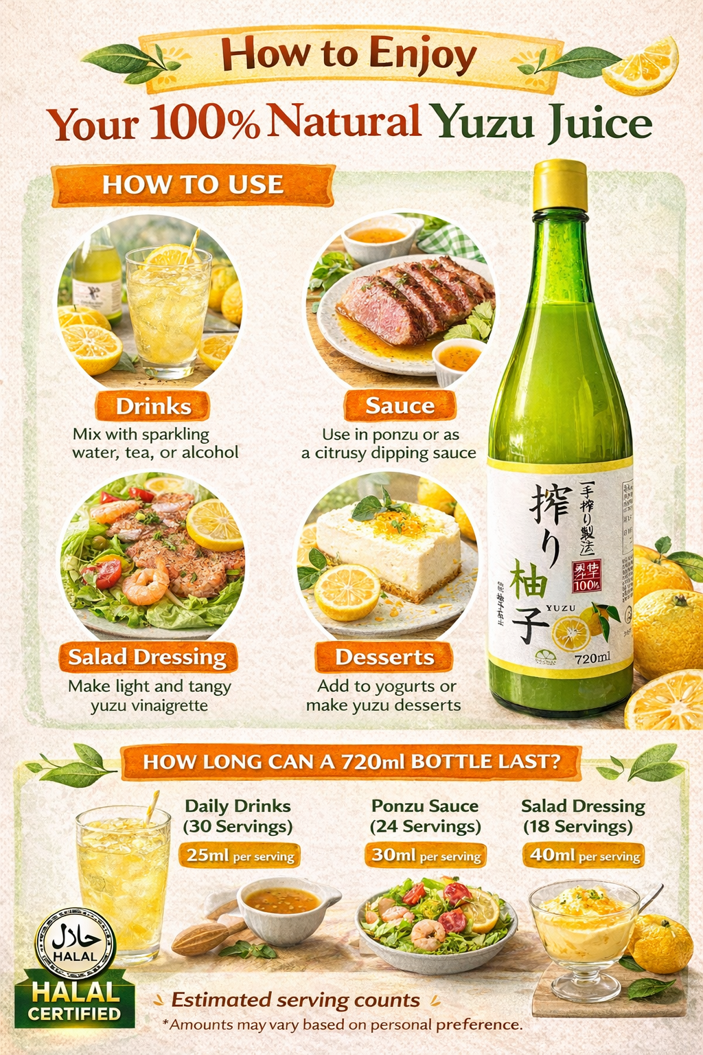 Yuzuya Honten” Shibori Yuzu Juice 720ml (Halal Certified